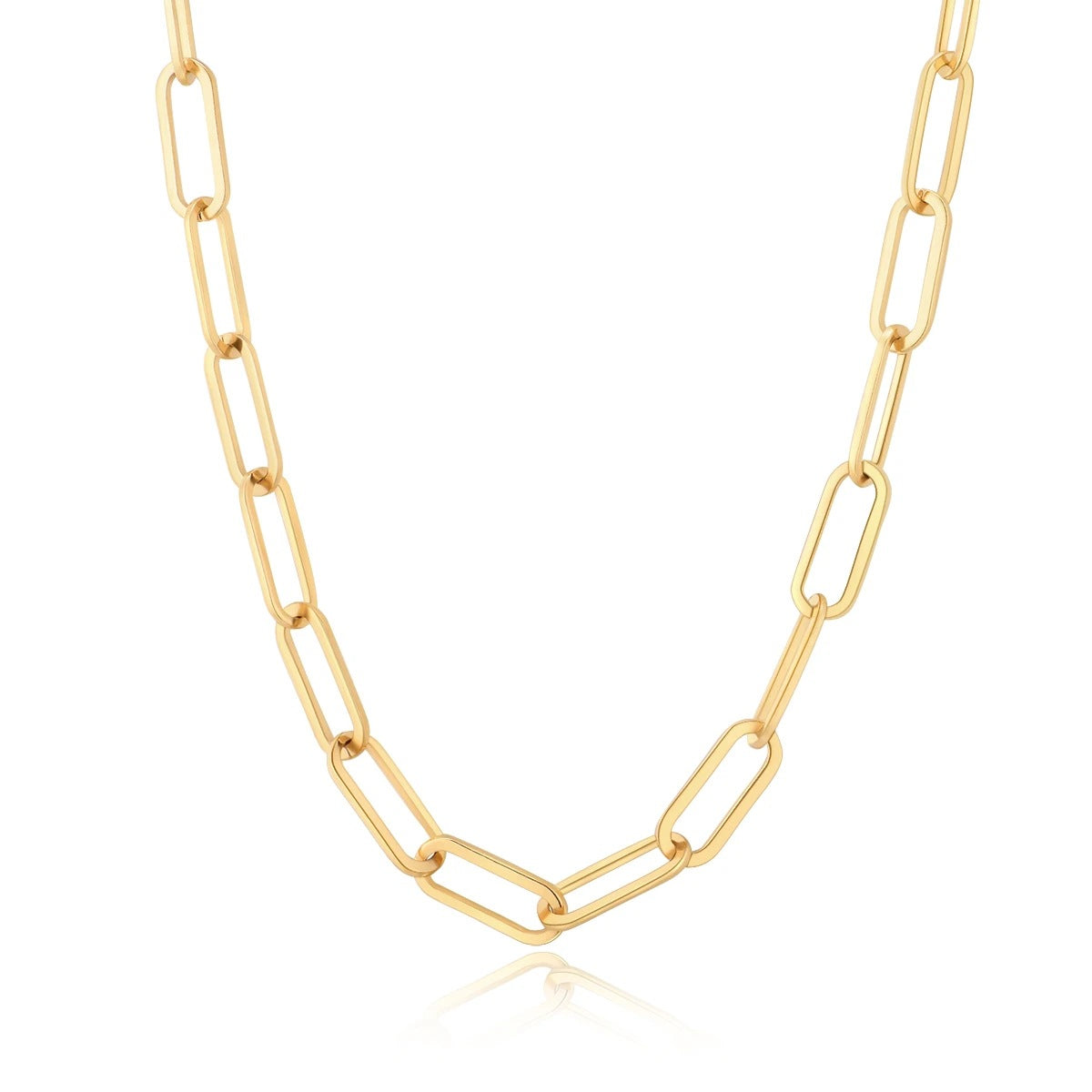 Collana da donna in acciaio inossidabile a forma geometrica, stile punk hip-hop, placcata in oro 18 carati con finitura sottovuoto