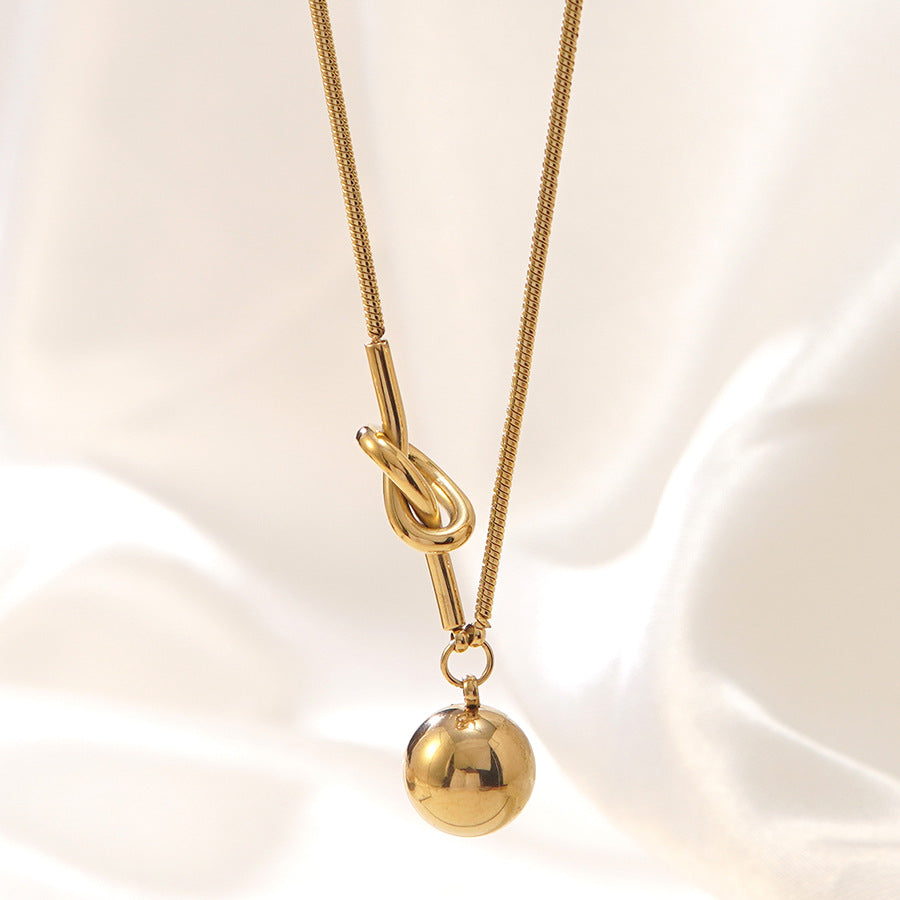 Elegant 18K Gold Plated Geometric Round Stainless Steel Snake Chain Necklace