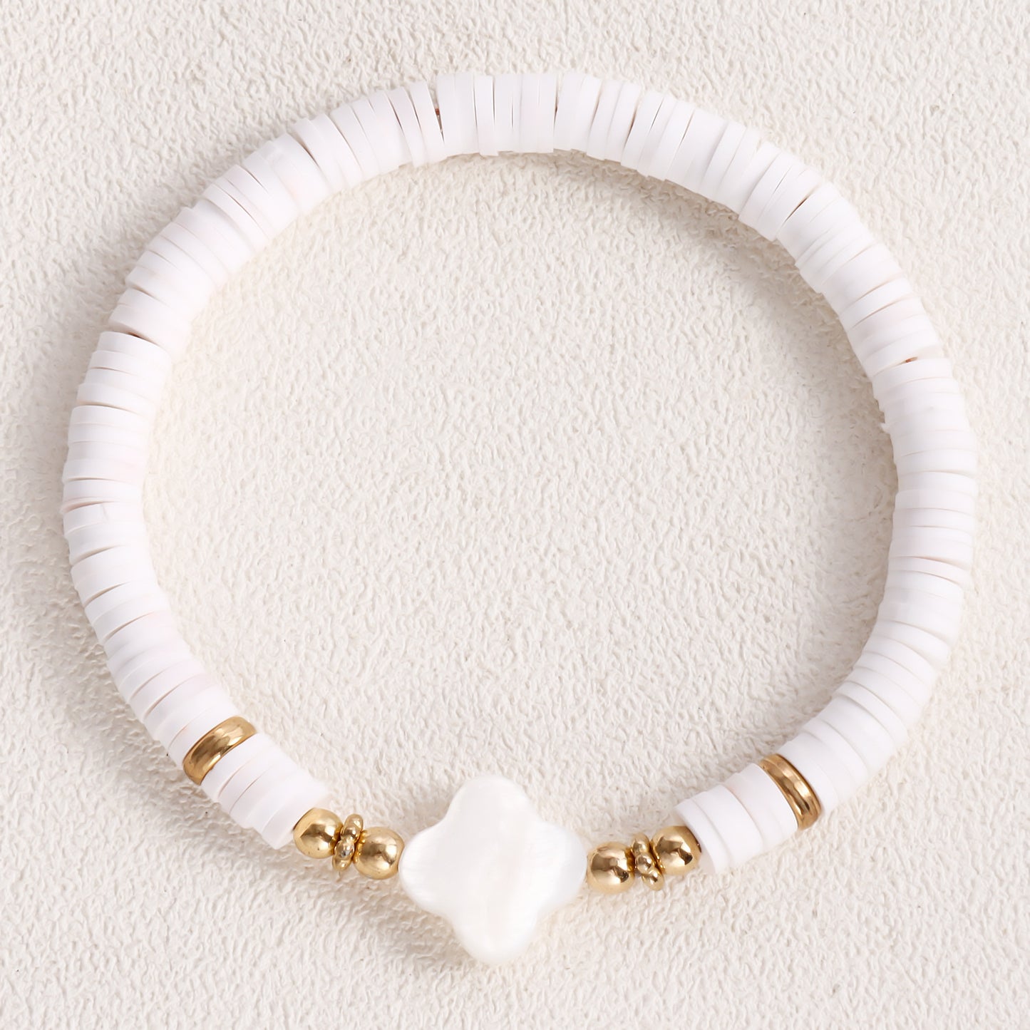 Minimalist Geometric Polymer Clay Heart Mother-of-Pearl Bracelet for Women with Plated Finish
