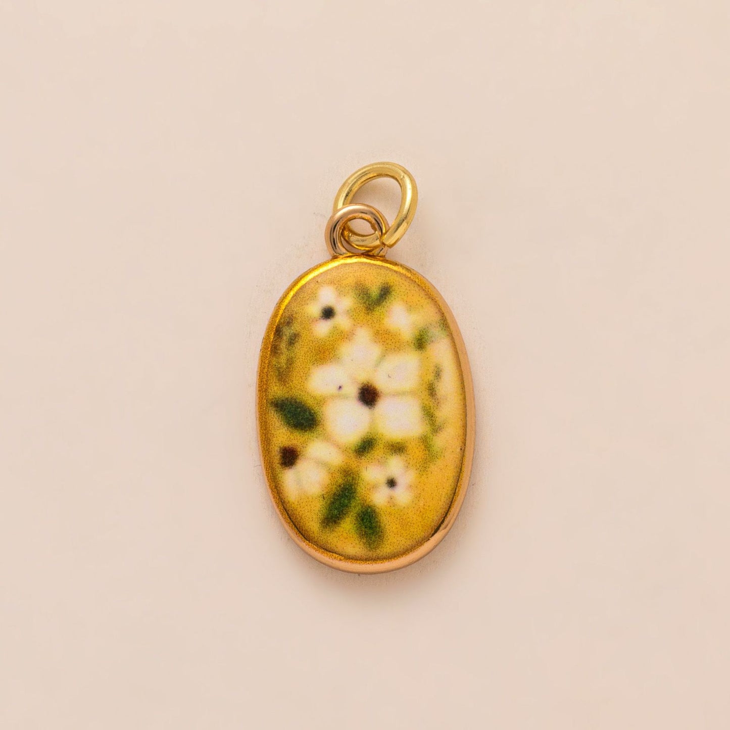 Sweet Heart Geometric Oval Floral Plated Brass Stainless Steel Pendant Necklace
