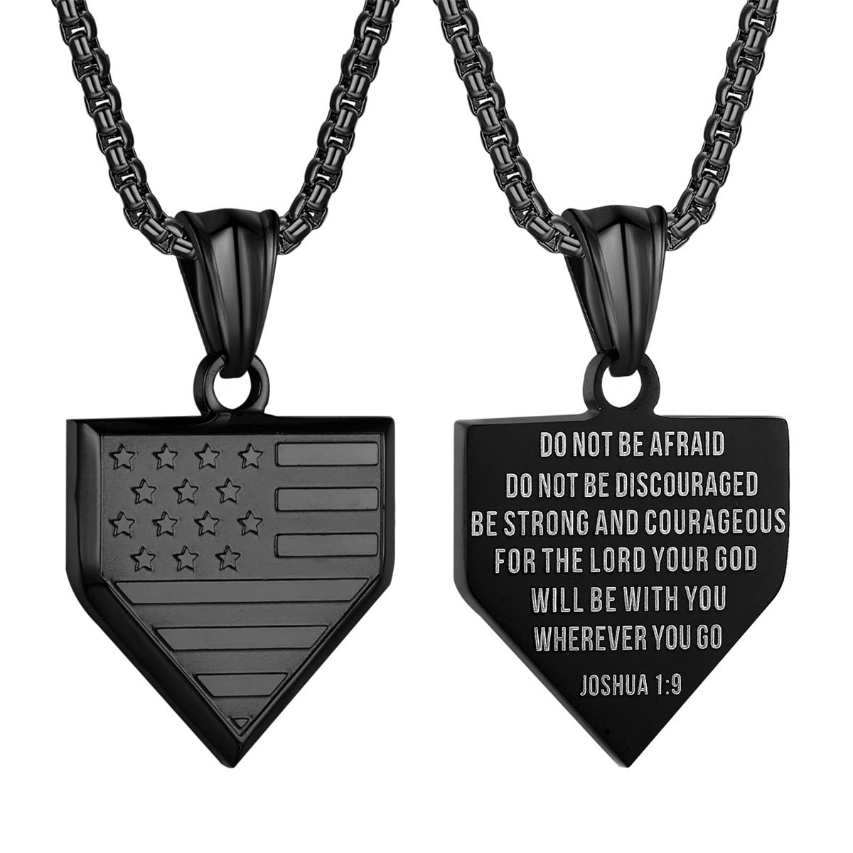Collana Pendente a Scudo Pentagonale Geometrico Minimalista da Uomo in Acciaio al Titanio con Finitura Lucida