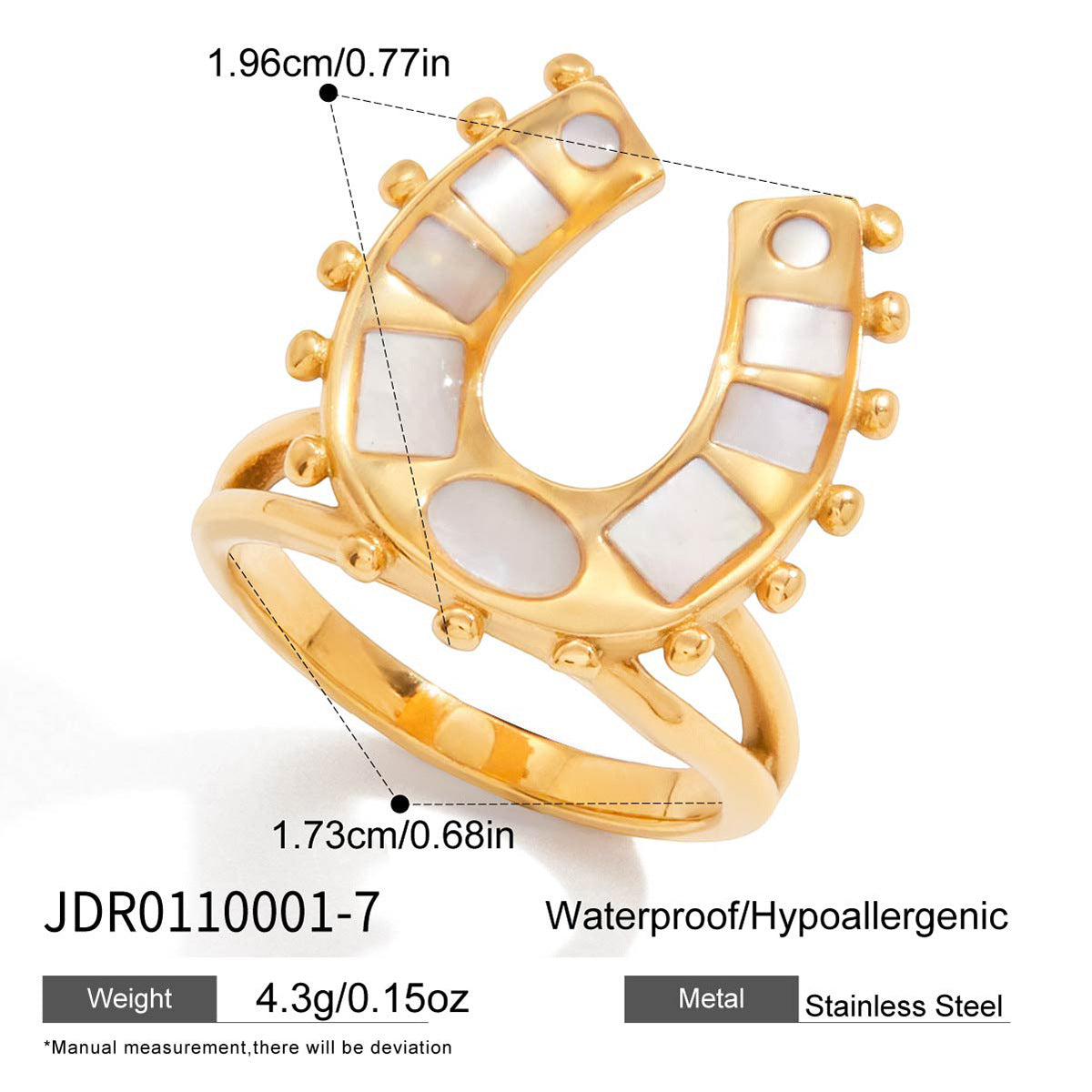 Anello da donna in acciaio inossidabile placcato oro 18 carati con geometria di lusso
