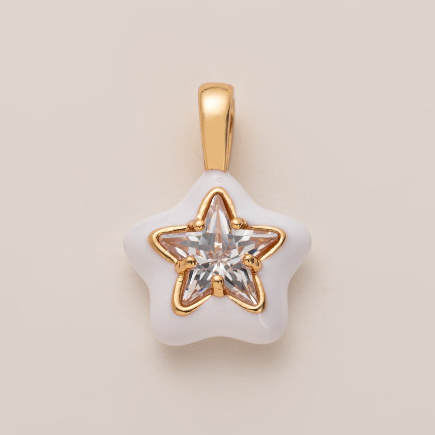 Vintage 18K Gold Plated Brass Moon Star Heart Pendant Stainless Steel Charm Bar Necklace for Unisex