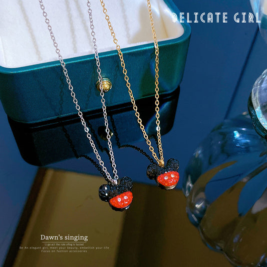Collar de cadena de clavícula de acero de titanio geométrico de dibujos animados de lujo minimalista para mujer