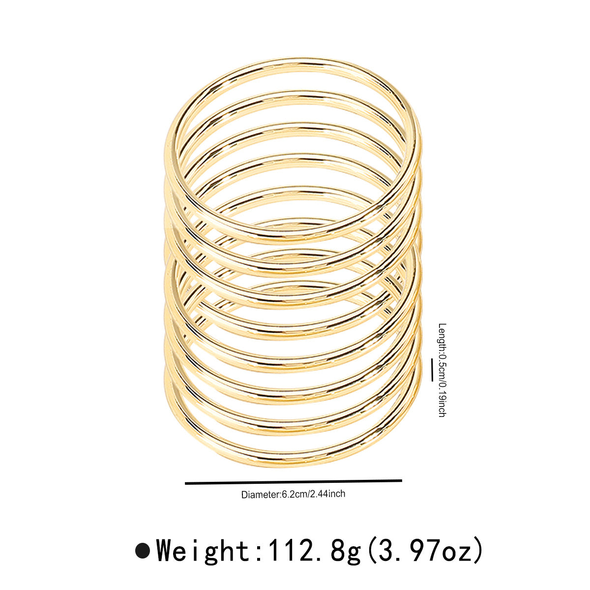 Set di bracciali impilabili minimalisti geometrici lucidati a forma rotonda in lega di ferro con finitura placcata
