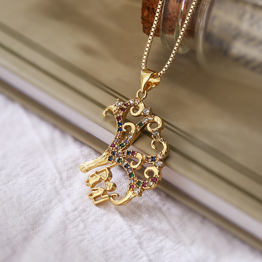 Minimalist Butterfly Life Tree Pendant Necklace for Women in Copper with Gold Plating and Zircon Inlay