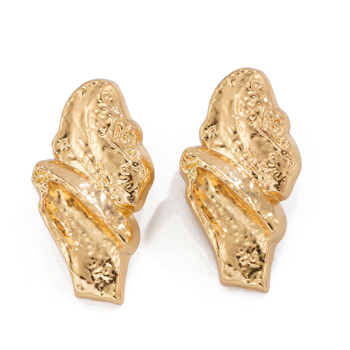 Minimalist Geometric Irregular Hollow Twisted Ring Zinc Alloy Plated Earrings for Women
