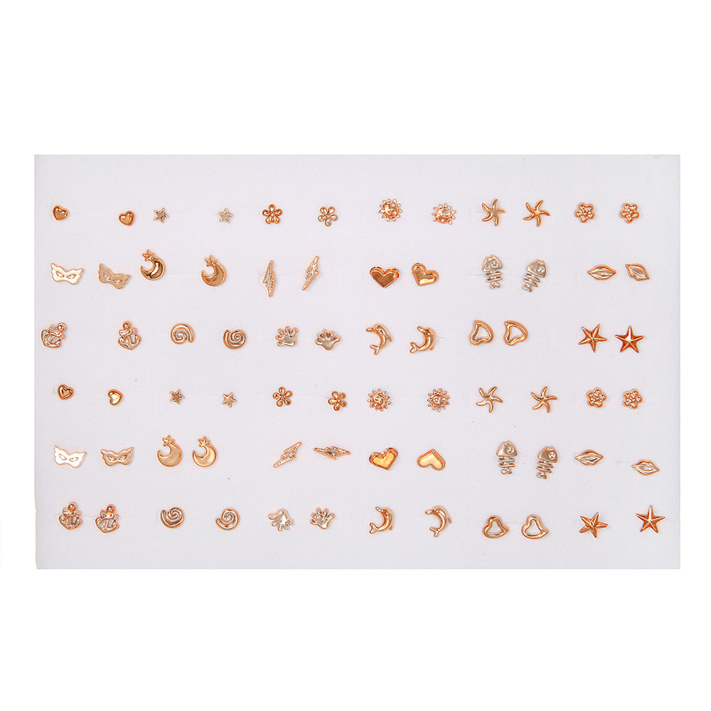 Geometric Resin Stud Earrings Set with Rhinestone Inlay Featuring Floral Animal and Letter Designs for Women