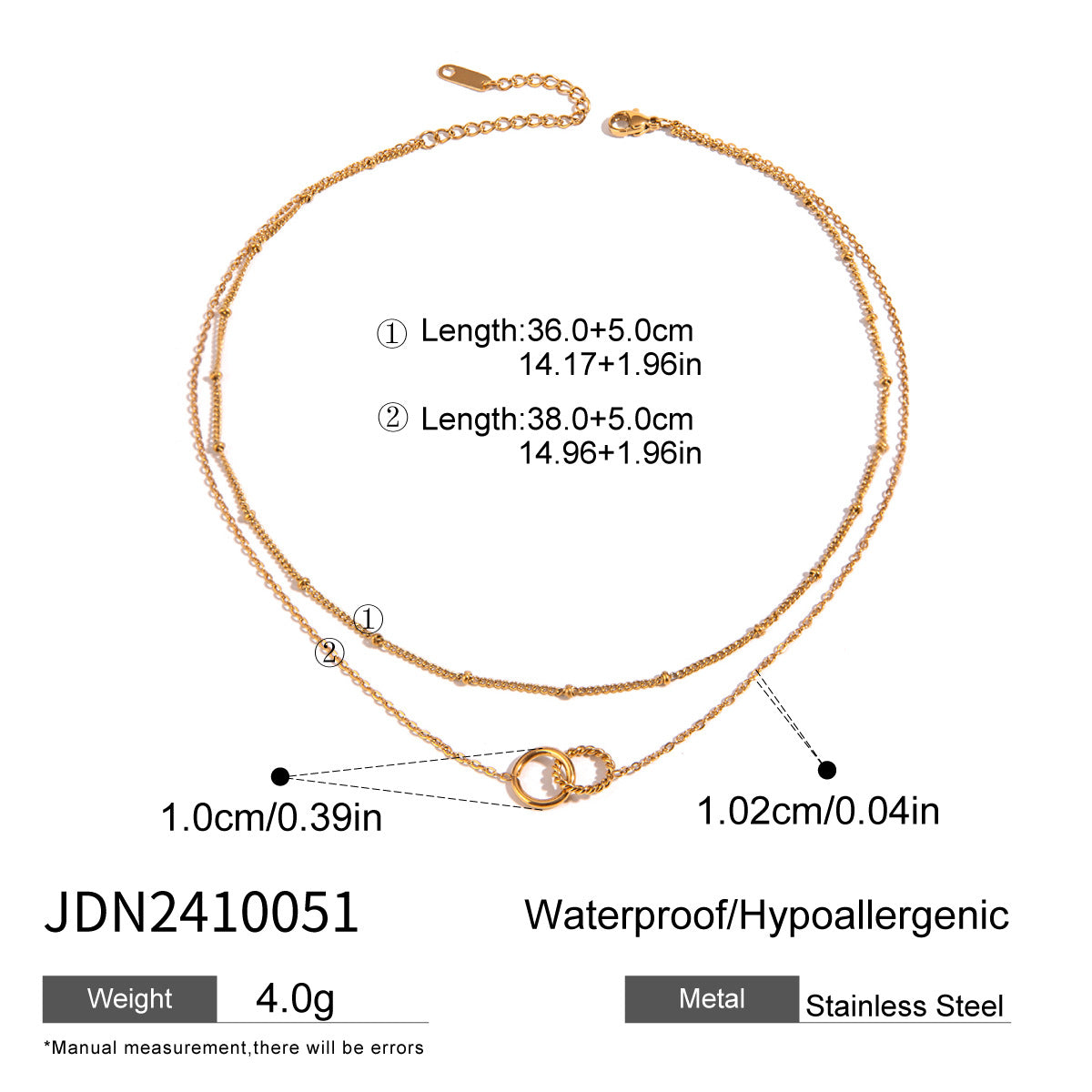 Collar minimalista geométrico de titanio bañado en acero para mujer con delicados detalles lineales y acabado de lujo