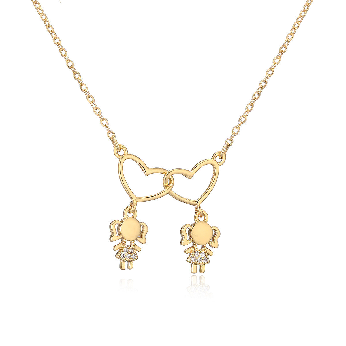 Minimalist Geometric Pendant Necklace for Women and Men, Copper Base with 18K Gold Plating and Zircon Inlay, Versatile Clavicle Chain
