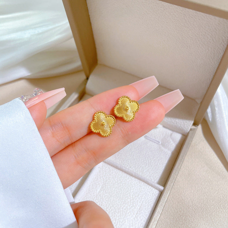 Minimalist Sweet Geometric Titanium Steel Plated Stud Earrings