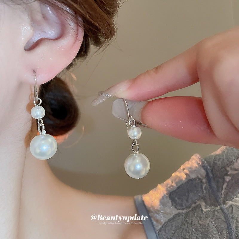 Collar con colgante de perlas de estilo vintage francés con pendientes de gancho para mujer, delicada cadena de clavícula, joyería de lujo minimalista