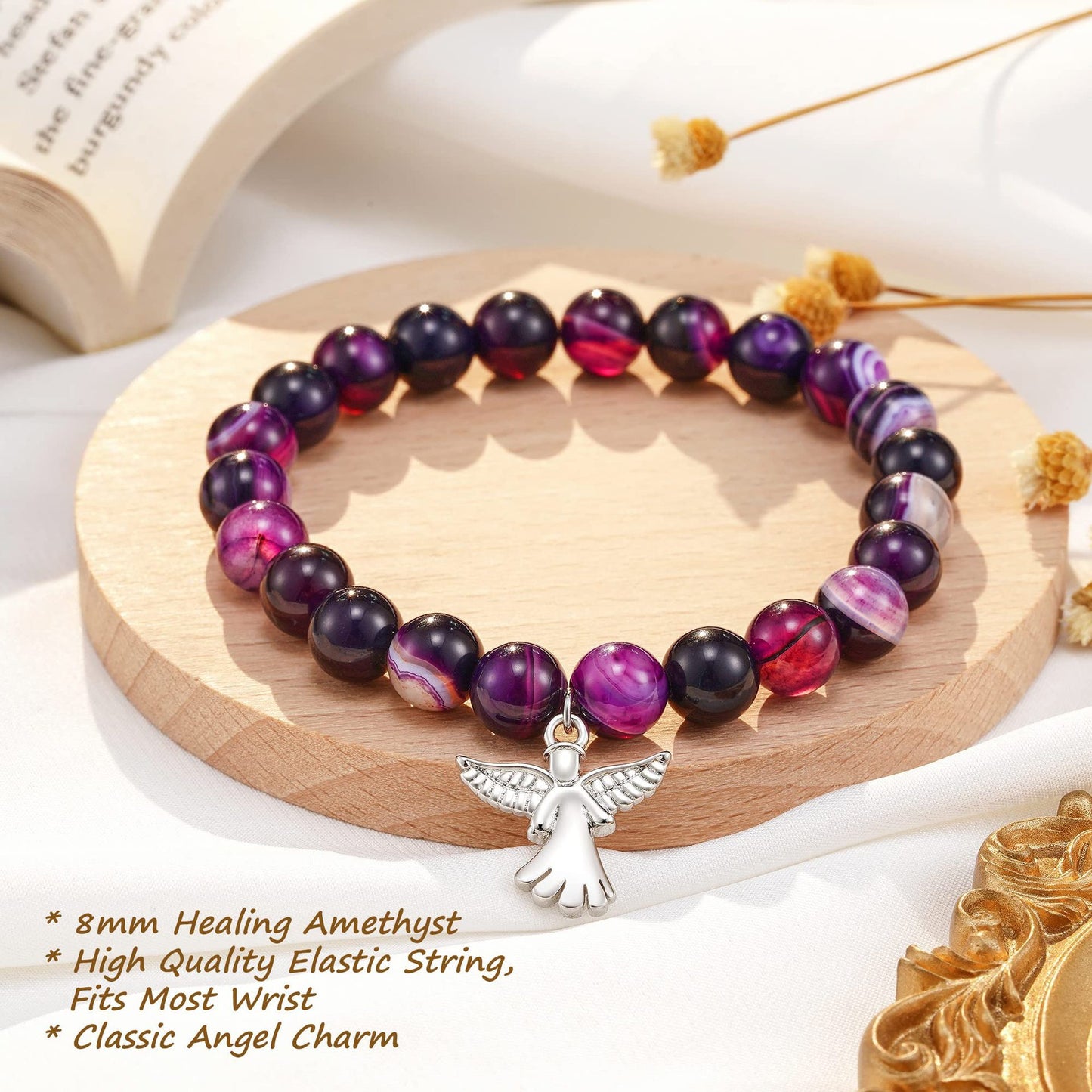 Geometric Round Zebra Print Agate Crystal Bracelet Unisex