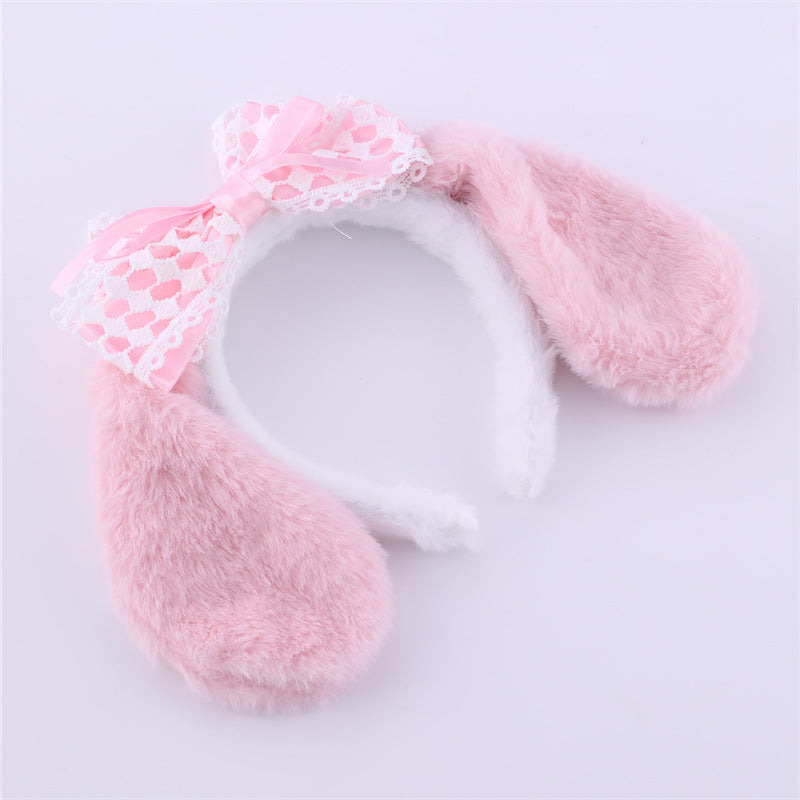 Bonita diadema de felpa para lavarse la cara para mujeres y niñas con ribete de encaje y diseño geométrico de tela para aplicar mascarillas