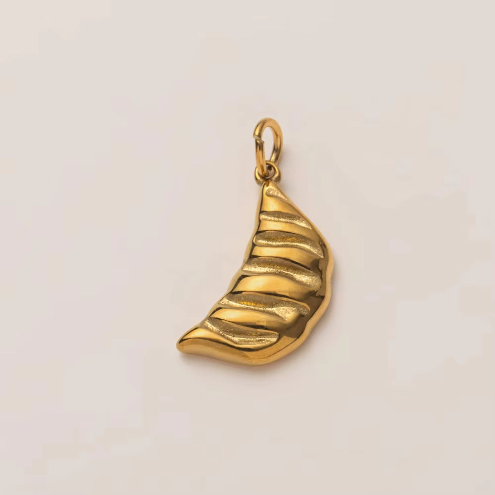 Vintage 18K Gold Plated Stainless Steel Round Coffee Bread Charm Bar for Women