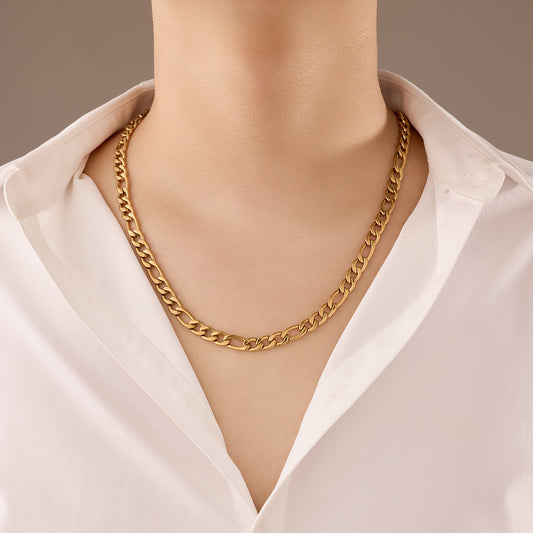 Collar de clavícula minimalista de titanio y acero chapado en oro estilo francés vintage para mujer con acabado pulido