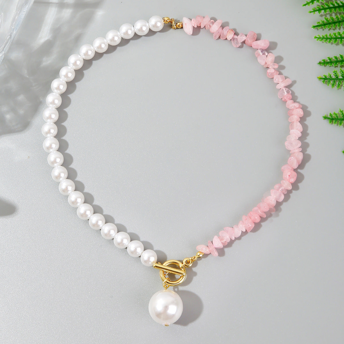 Bohemian Sweet Geometric Pearl Plated Ball Chain Necklace for Women