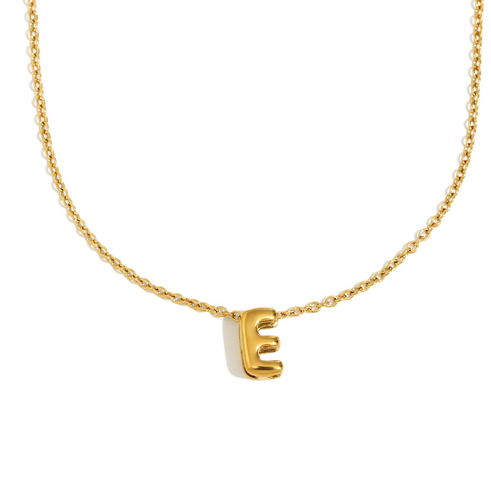 Fashionable Minimalist Letter Pendant Necklace in Stainless Steel with 18K Gold Plating for Women