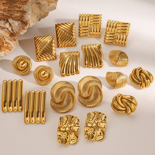 Geometric Stainless Steel Earrings with Plating Finish for Women Minimalist Fashion Ear Studs