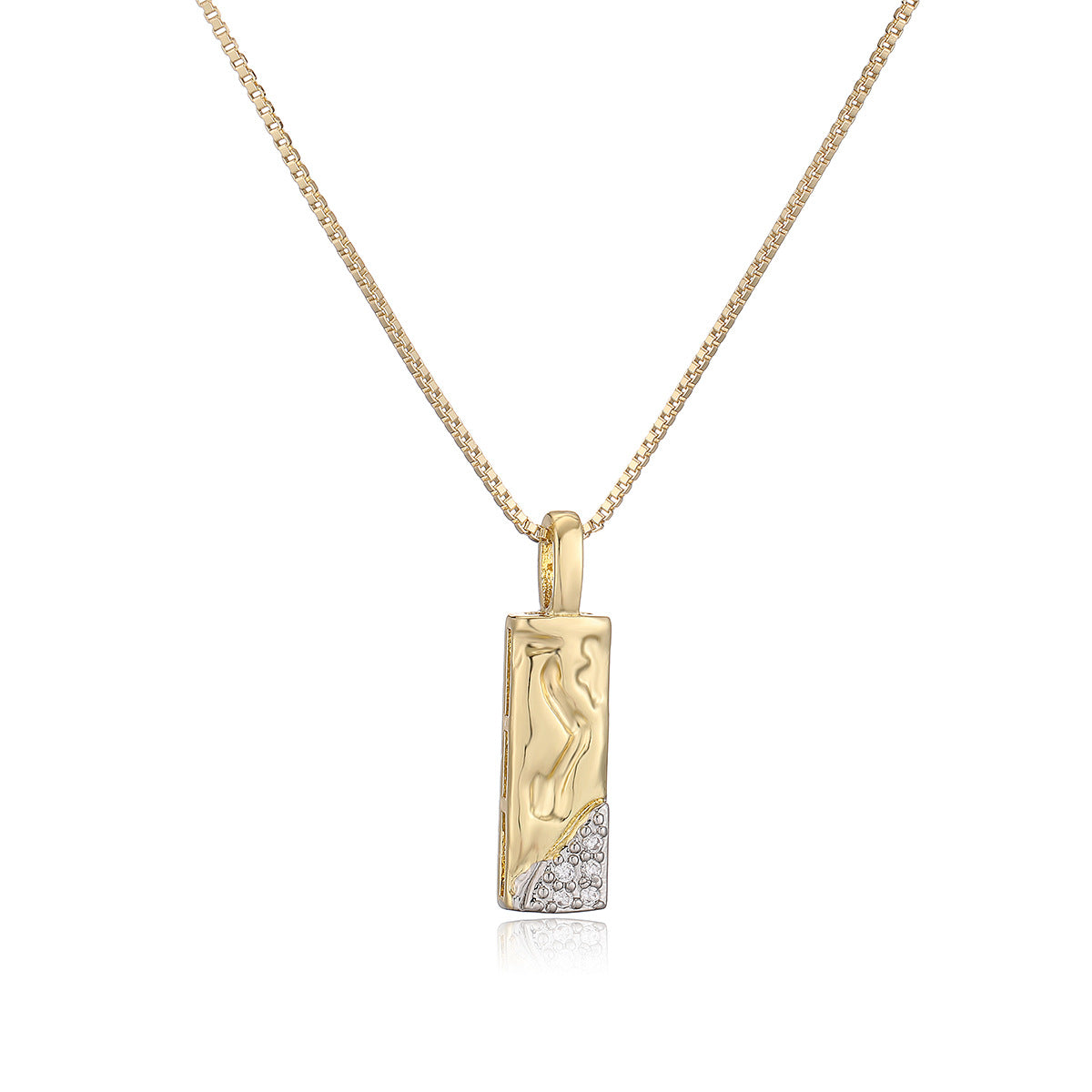 Minimalist Two-Tone Plated Cubic Zirconia Letter Pendant Necklace for Women with Box Chain