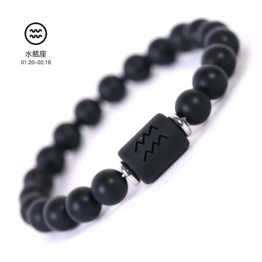 Elegant Business Matte Round Geometric Glass Zodiac Bracelet Unisex Gift