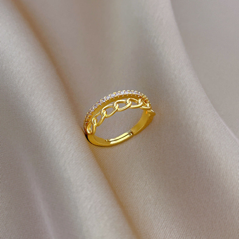 Minimalist Crown-Shaped Brass Ring with Gold Plating for Women