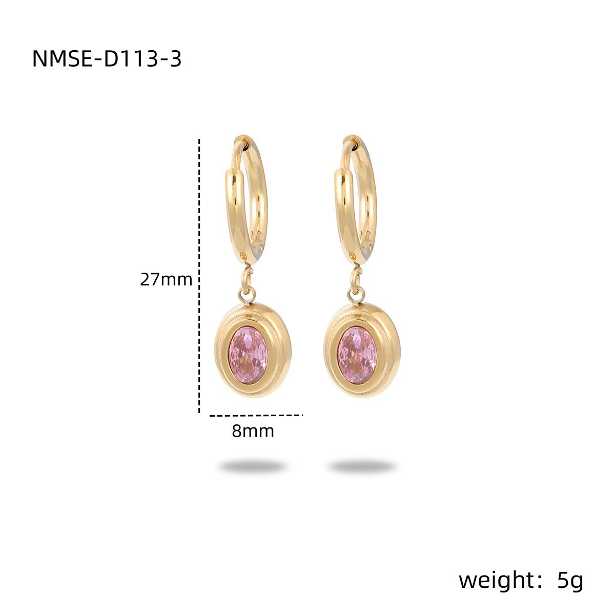Aretes de acero inoxidable geométricos minimalistas para mujer con baño de oro de 18 quilates e incrustaciones de circonitas