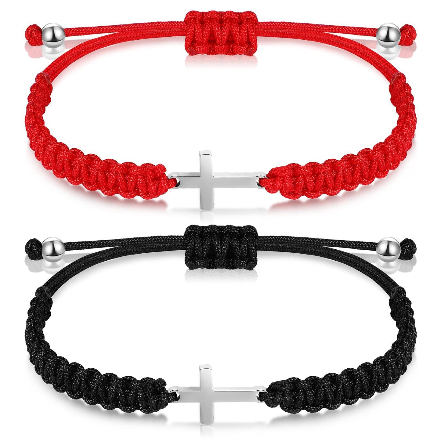 Handmade Braided Stainless Steel Cross Bracelet Unisex Friendship Jewelry Set