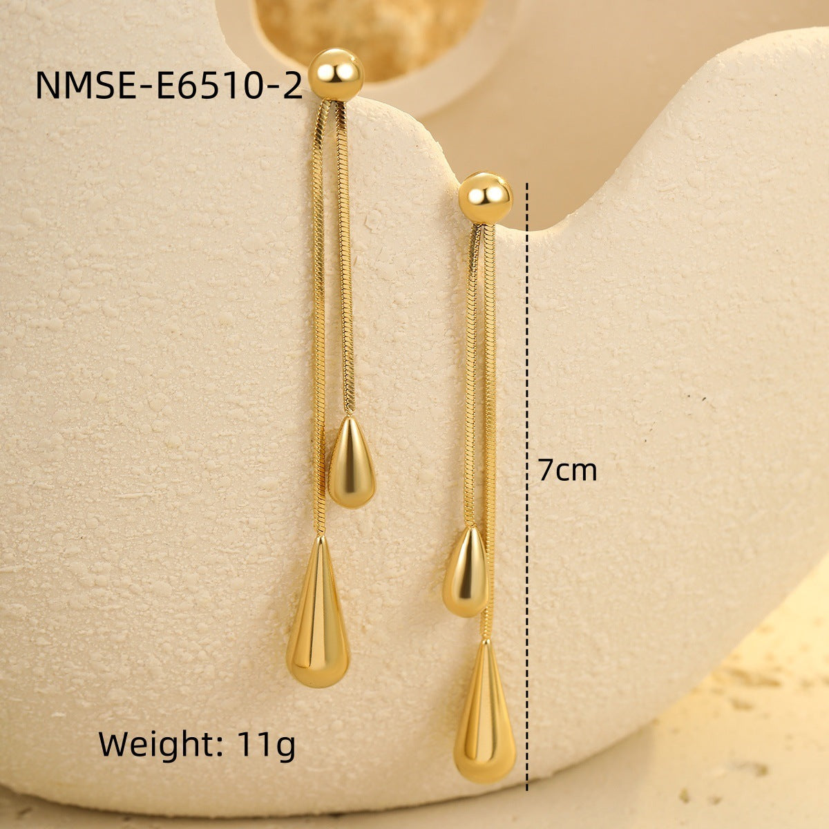 Pendientes Minimalistas Retro de Acero Inoxidable con Forma de Gota para Mujer con Acabado Chapado