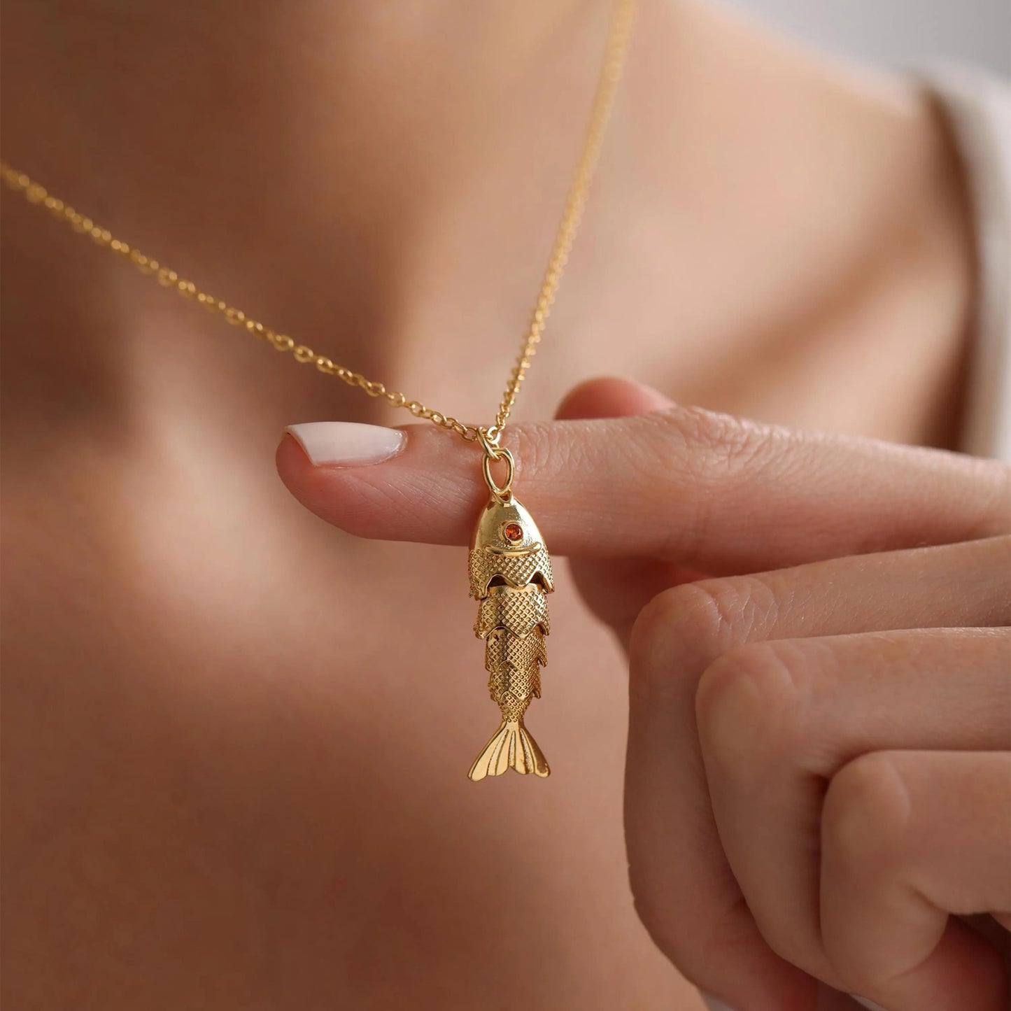 Minimalist Koi Fish Pendant Necklace for Women and Men, Copper Plated Necklace with Animal Shape Design