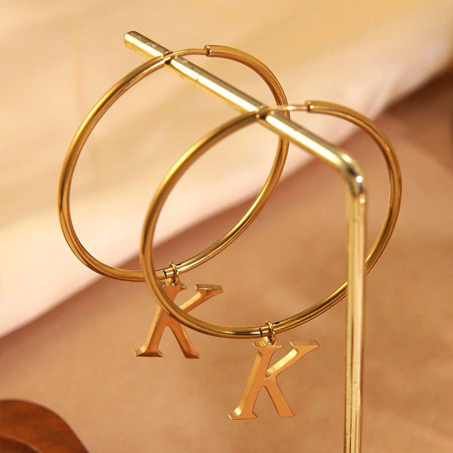 Minimalist Letter Geometric Stainless Steel Plated Earrings for Women