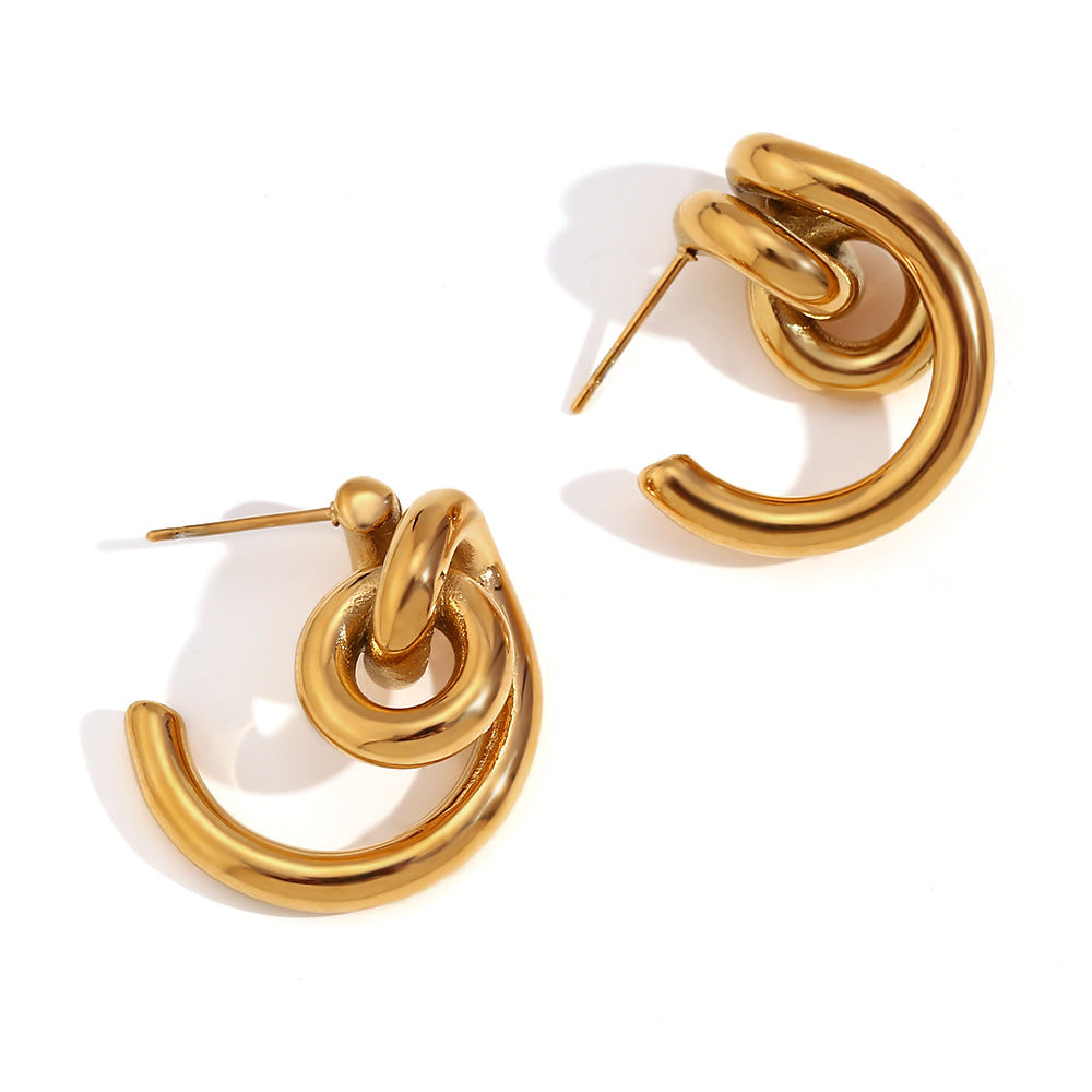 Orecchini a clip geometrici alla moda in acciaio inossidabile placcati oro 18K da donna