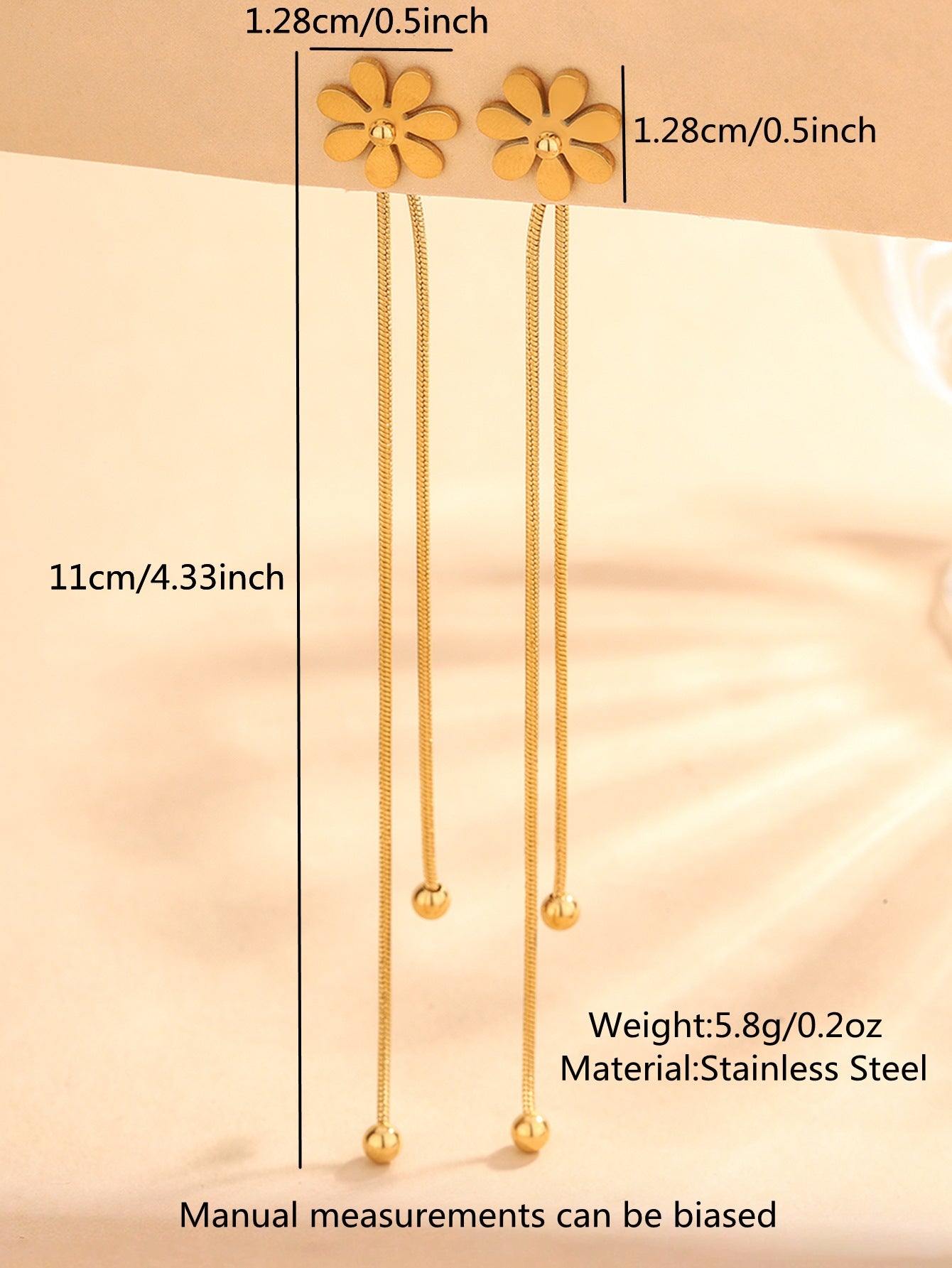 Elegant Stainless Steel Four-Leaf Clover Earrings with Cubic Zirconia and Tassel Design for Women