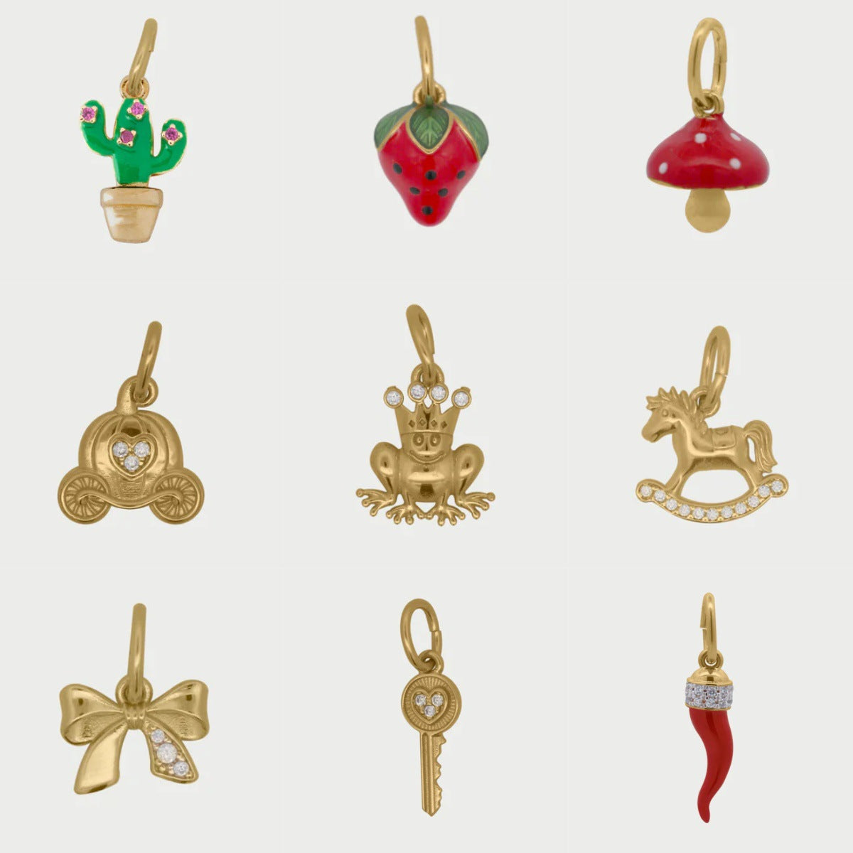 Vintage 18K Gold Plated Stainless Steel Geometric Animal Frog Mushroom Charm Bar for Women