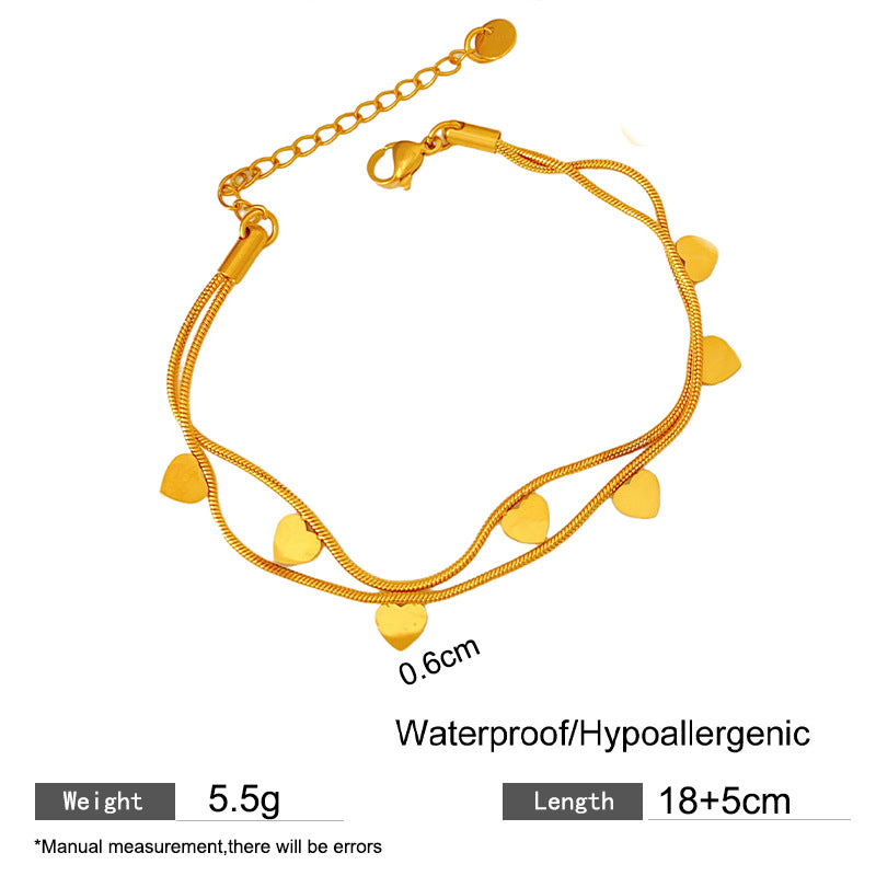 Geometric Titanium Steel Plated Bracelet with Smile Element