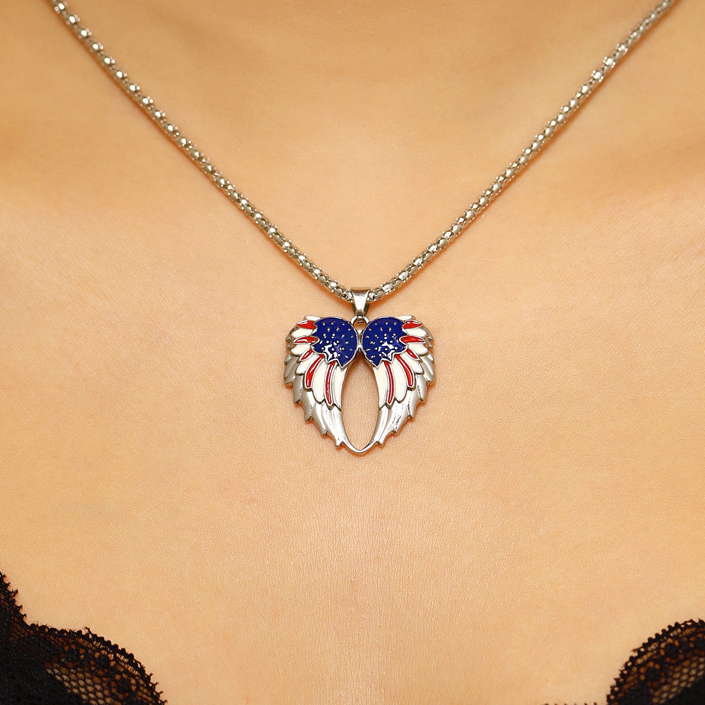 Minimalist Rhinestone Inlaid Star Heart Pendant Alloy Plated Necklace Set for Women