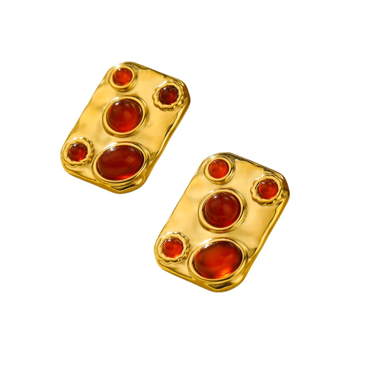 Set di collana con pendente in titanio e acciaio quadrato minimalista con intarsio in pietra naturale da donna