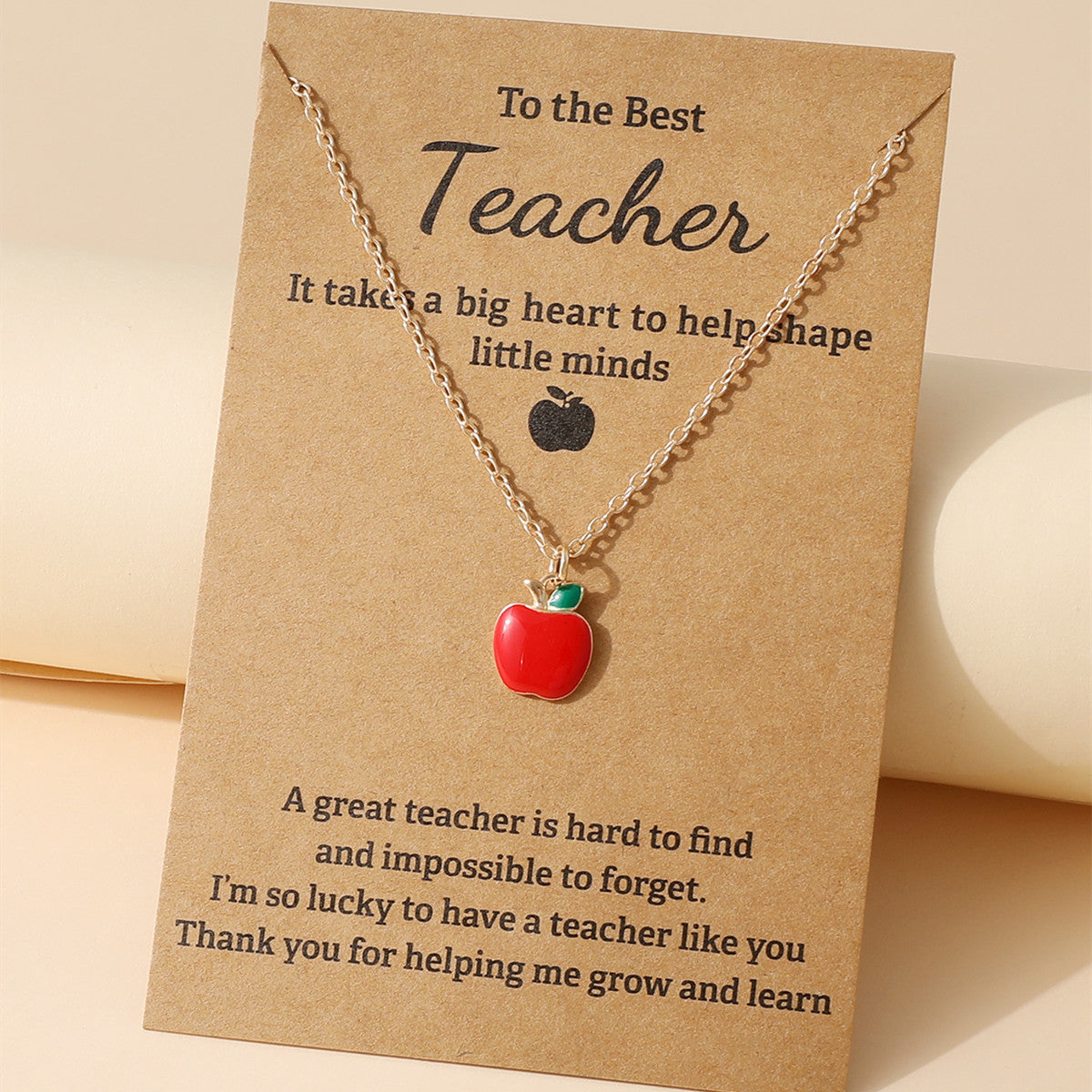 Sweet Alloy Apple Pendant Necklace Drip Oil Plated Cable Chain Unisex Jewelry