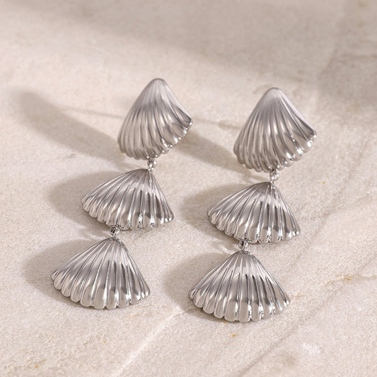 Elegant Stainless Steel Shell Earrings with Titanium Steel Posts Gold Plated Fashion Jewelry for Women
