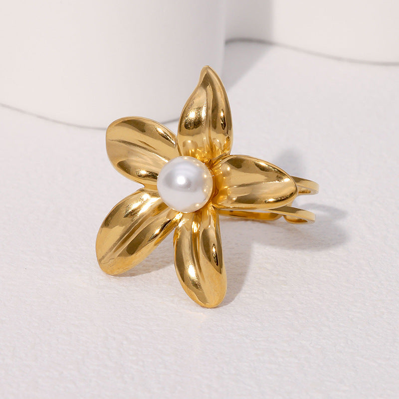 Geometric Floral Butterfly Heart Star Stainless Steel Adjustable Open Ring for Women with Plating Finish