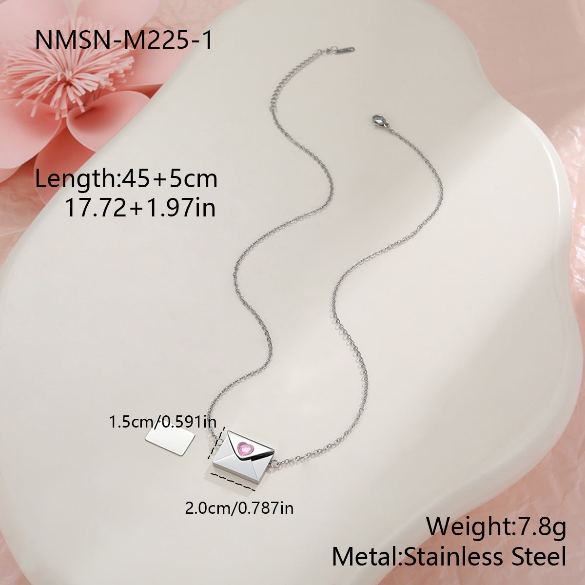 Elegante collana da donna in acciaio inossidabile placcato oro 18 carati con ciondolo a forma di busta a cuore fai da te