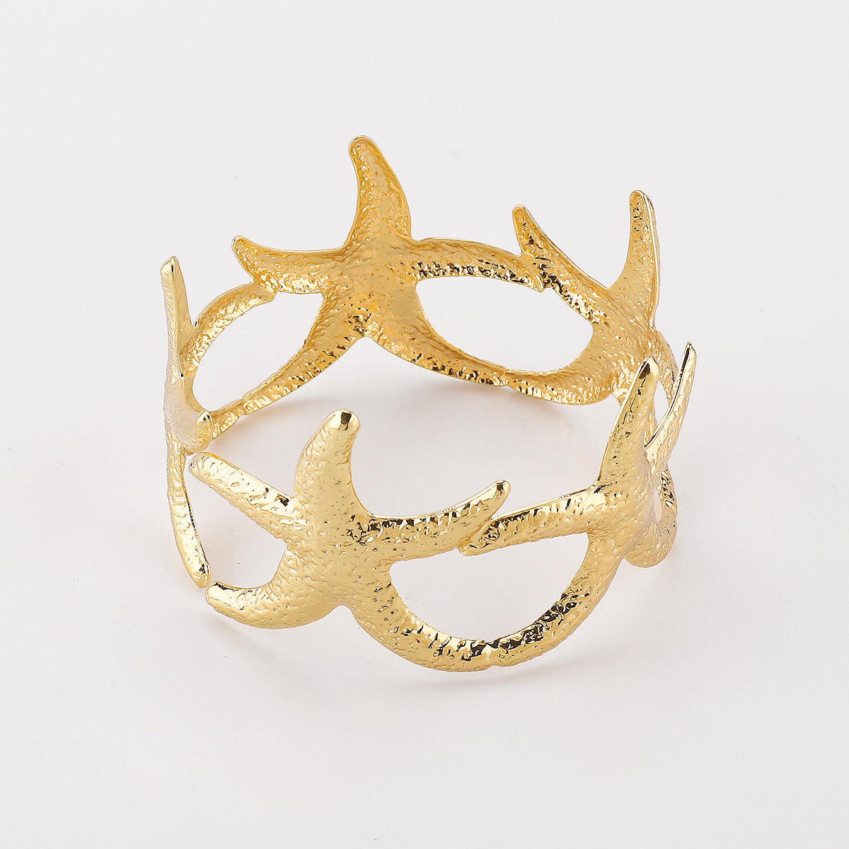 Bracciale aperto a stella marina personalizzato con polsino in metallo placcato in ferro