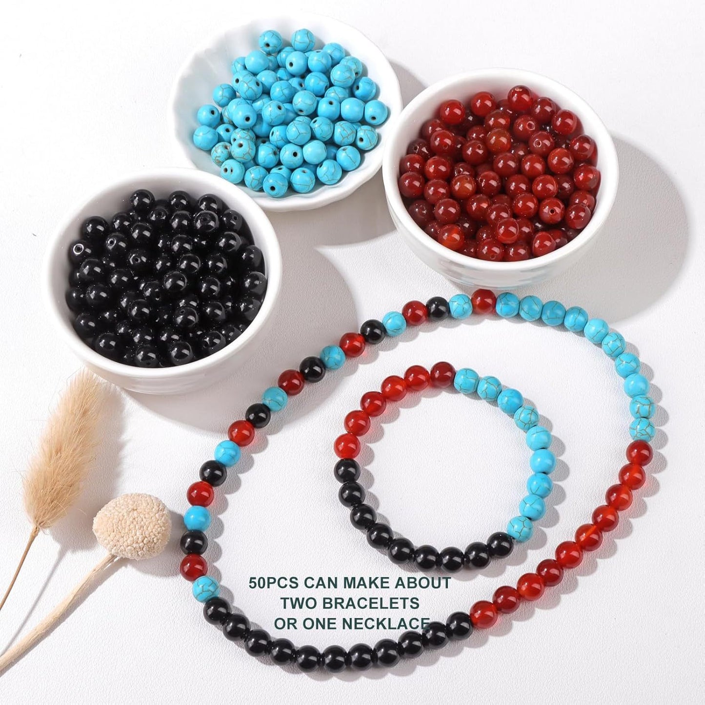 Natural Stone Crystal Agate Jade Round Beads for DIY Charm Bar Jewelry Making 8mm