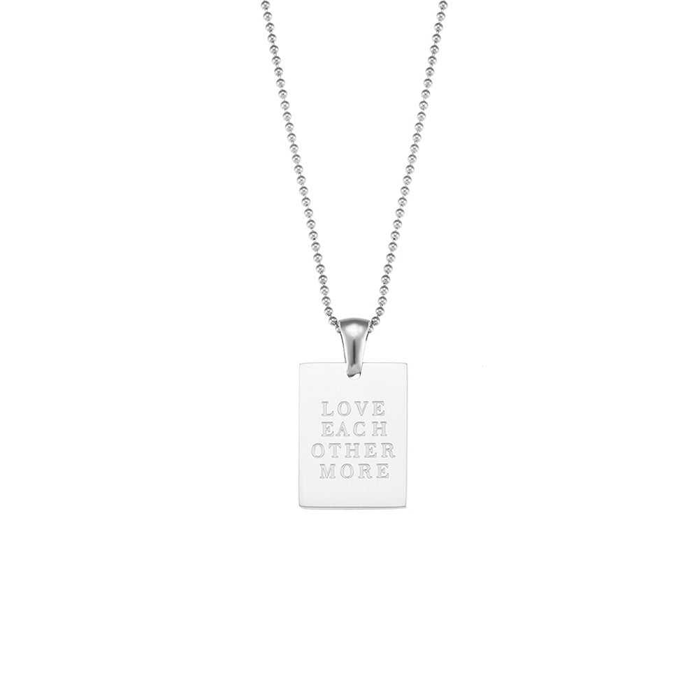 Collana con Pendente Quadrato Minimalista in Acciaio Inossidabile Placcato Oro 18K