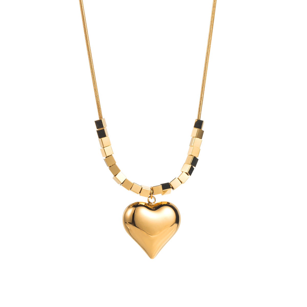 Collana placcata in acciaio inossidabile a forma di cuore, dolce e grintosa, da donna, con estetica minimalista e design a catenina sottile all'altezza della clavicola