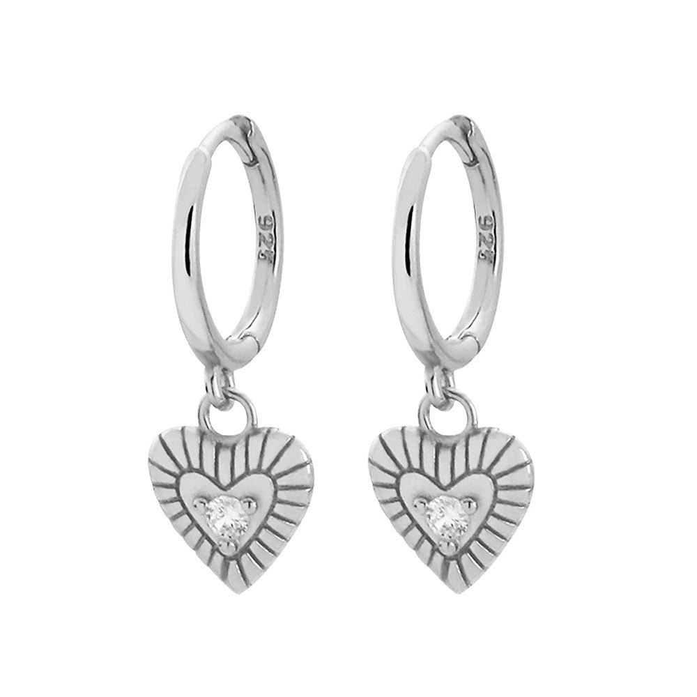 Orecchini a Cuore in Argento Sterling 925 Placcato con Strass
