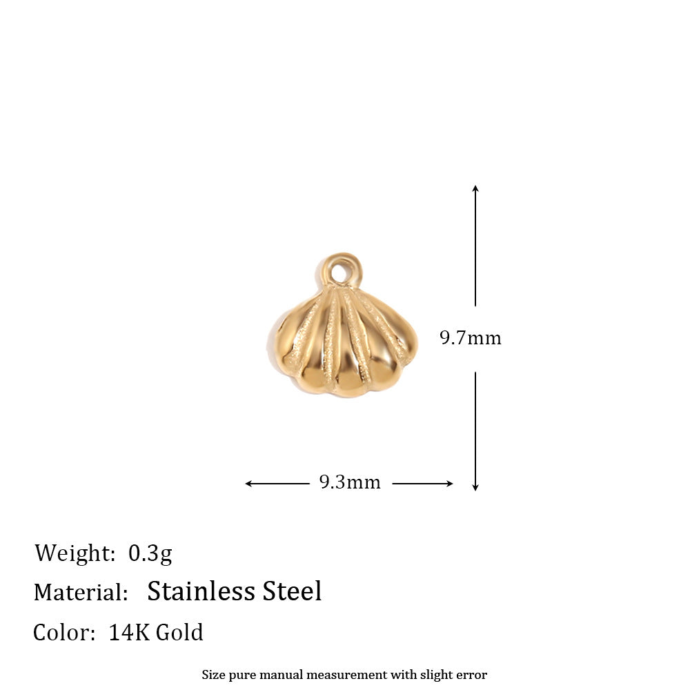 Elegant 14K Gold Plated Stainless Steel Marine Shell Smiley Face Charm Bar