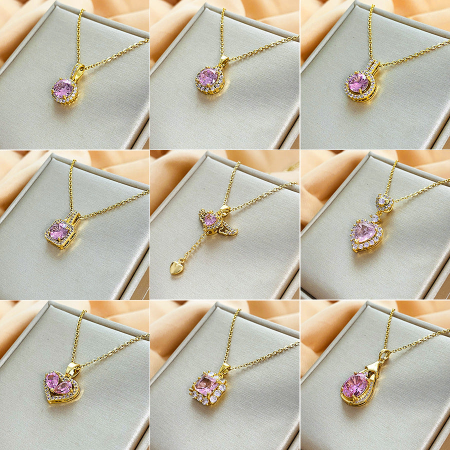 Original Design Irregular Animal Shape Rhinestone-Set Titanium Steel Clavicle Necklace for Women