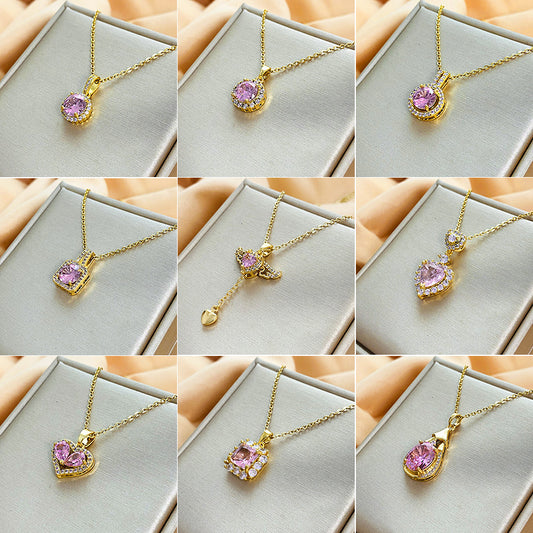Original Design Irregular Animal Shape Rhinestone-Set Titanium Steel Clavicle Necklace for Women