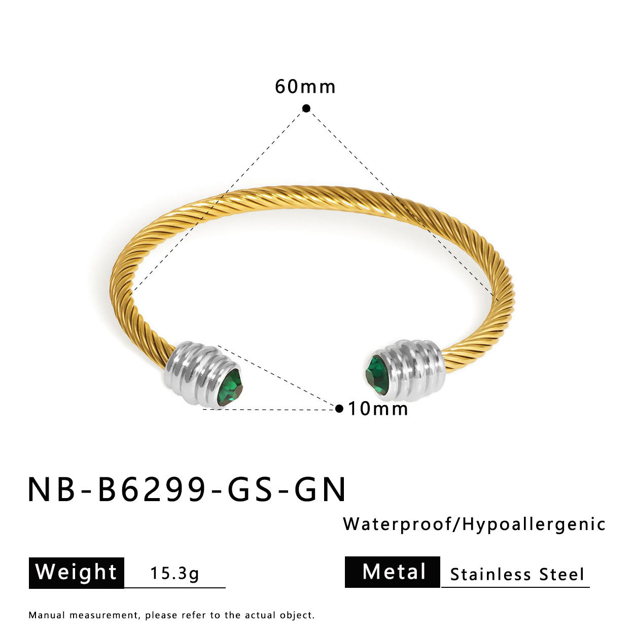 Bracciale minimalista in acciaio al titanio con filo intrecciato, placcato oro, catena a cavo in acciaio inossidabile, design ad anello geometrico